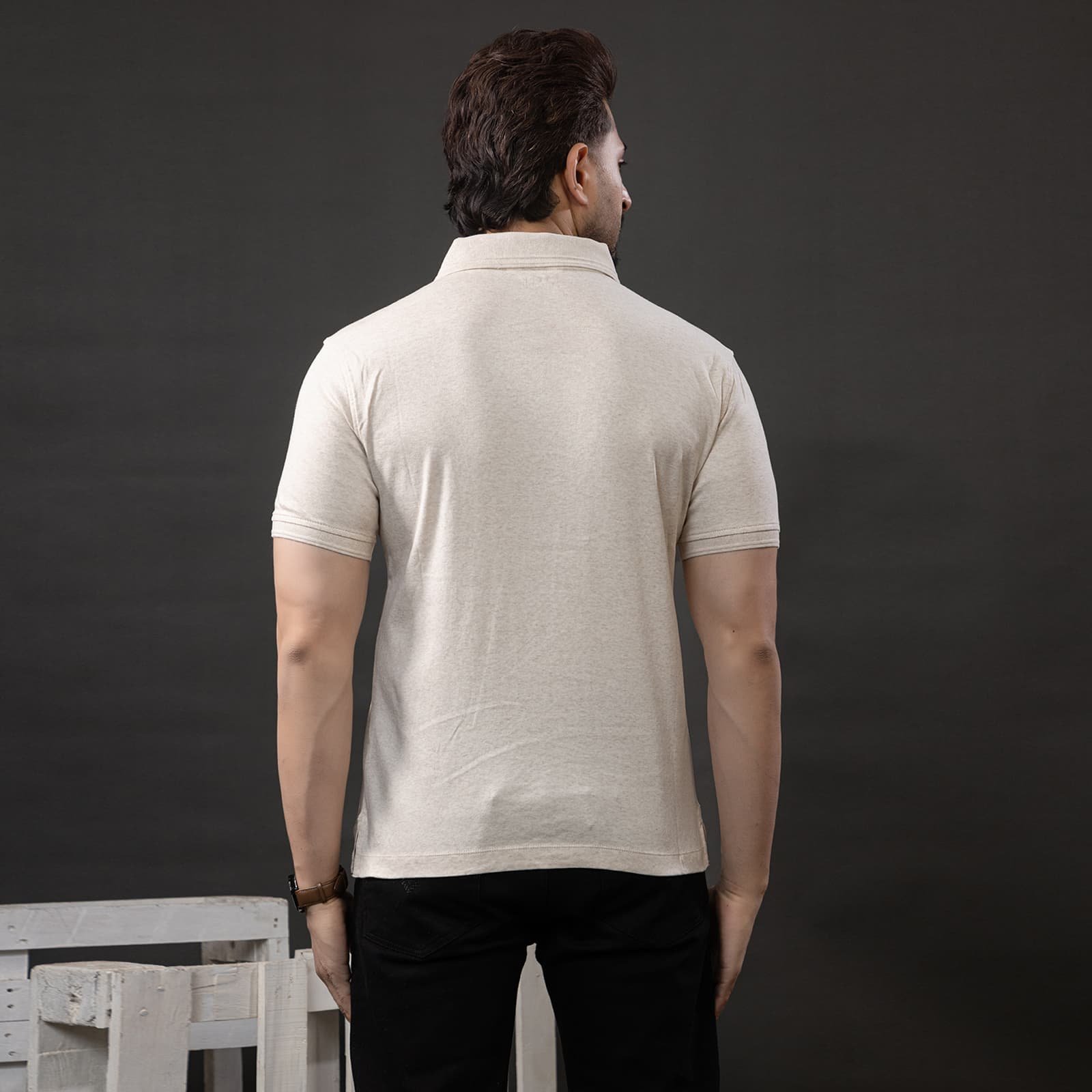 V-NECK COTTON POLO TSHIRT - Image 7