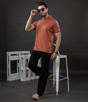 V-NECK COTTON POLO TSHIRT