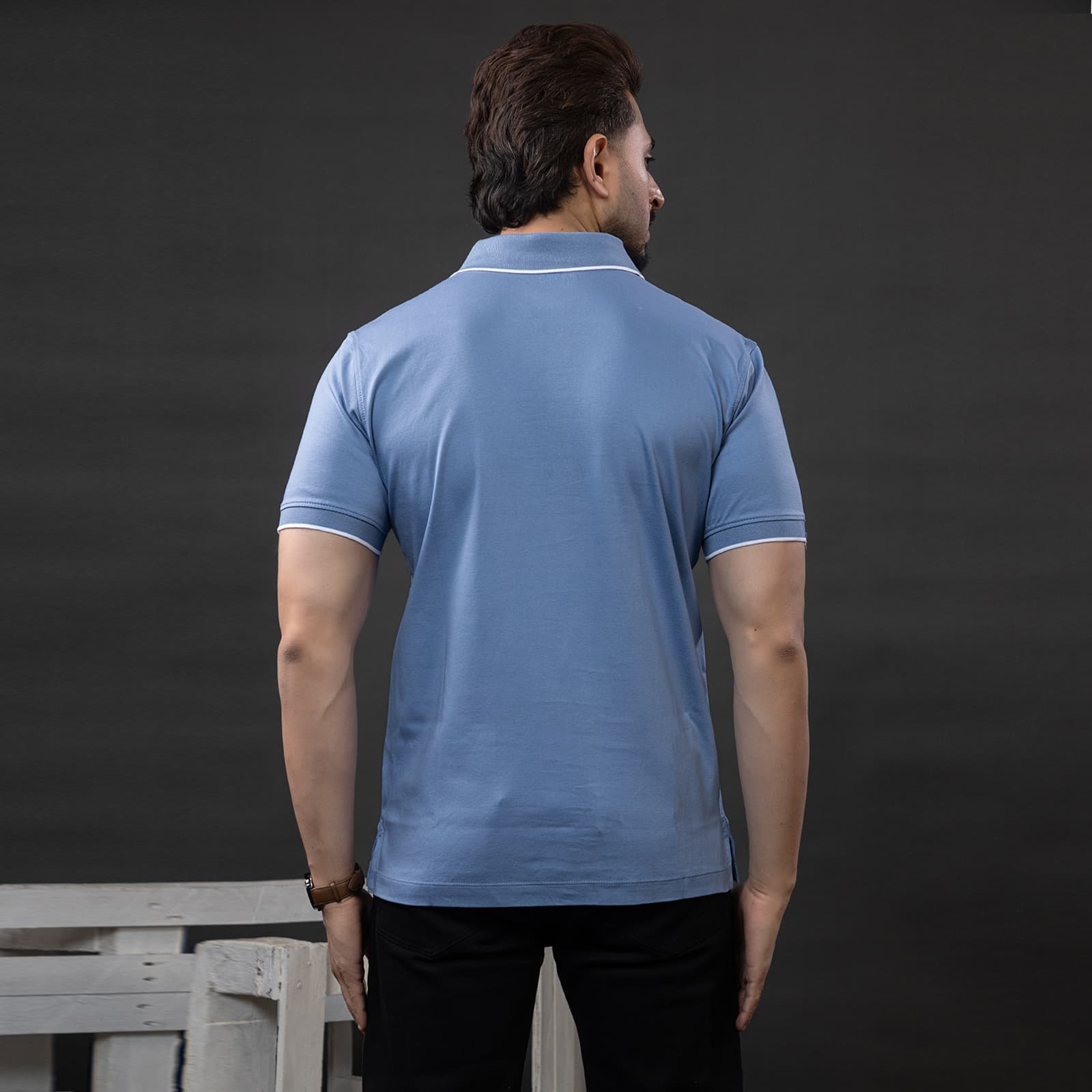 V-NECK COTTON POLO TSHIRT - Image 7