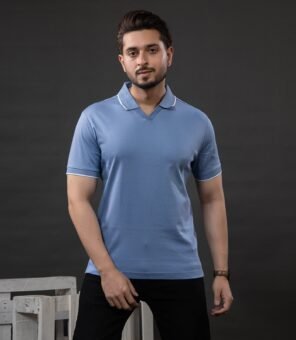 V-NECK COTTON POLO TSHIRT