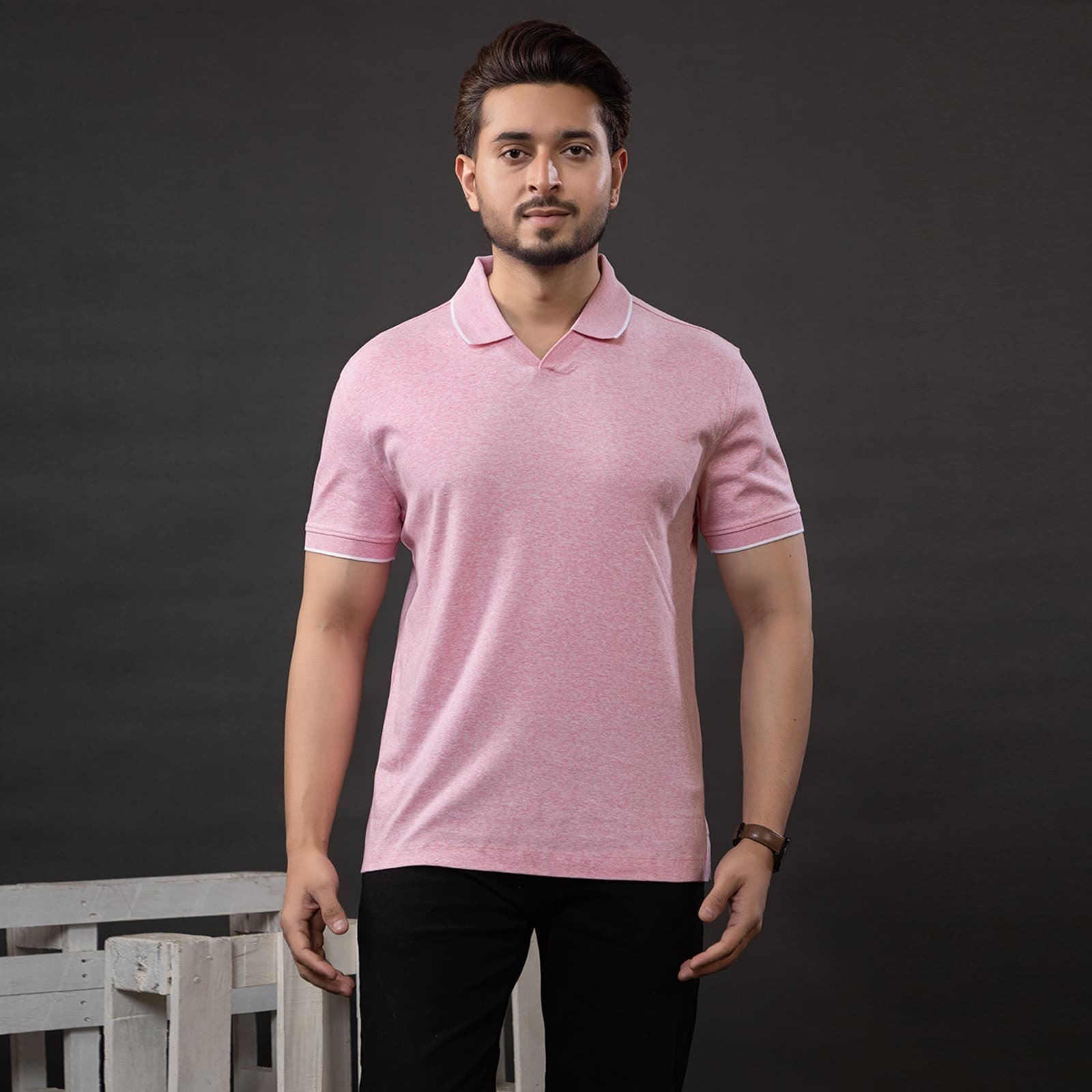 V-NECK COTTON POLO TSHIRT - Image 6