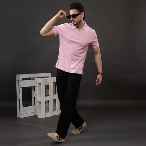 V-NECK COTTON POLO TSHIRT