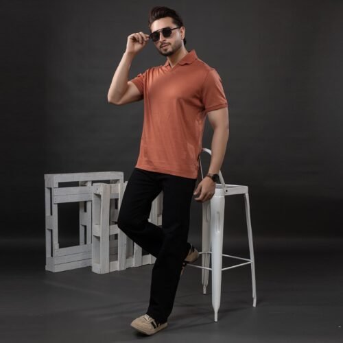 V-NECK COTTON POLO TSHIRT