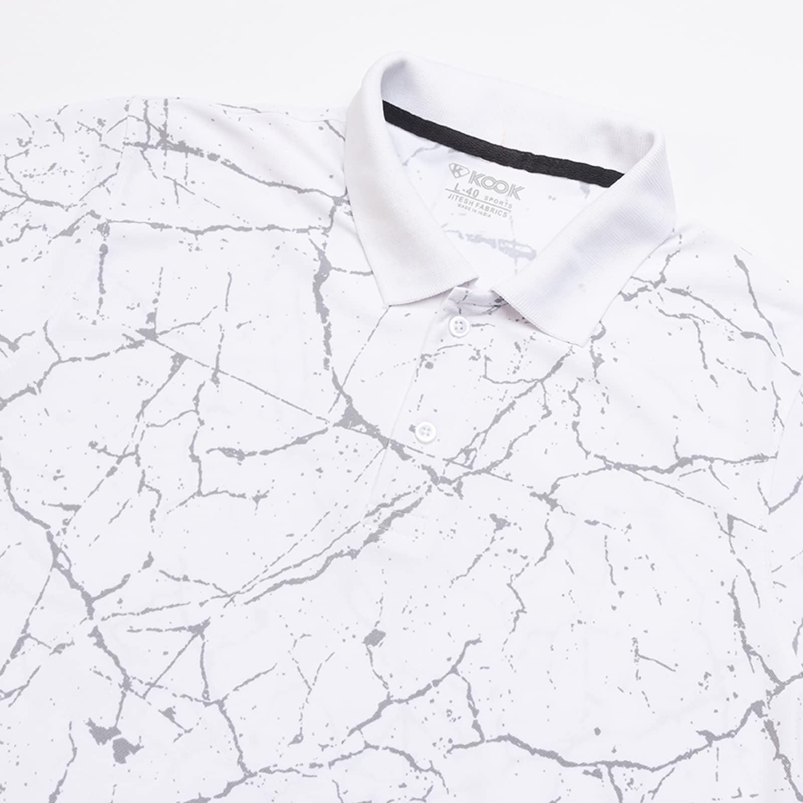 MARS WEB GRAPHIC WHITE POLO T-SHIRT - Image 2