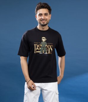 CARTOON MAN OVERSIZED BLACK TEE