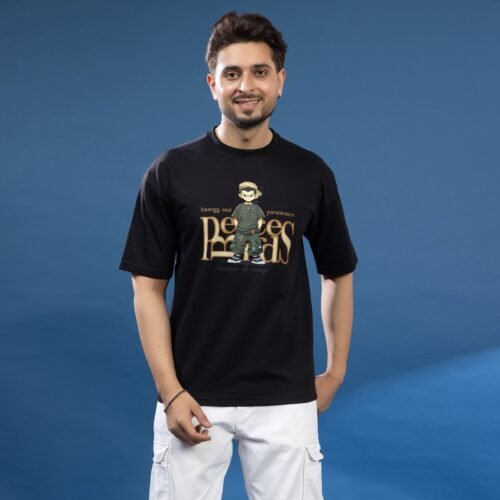 CARTOON MAN OVERSIZED BLACK TEE
